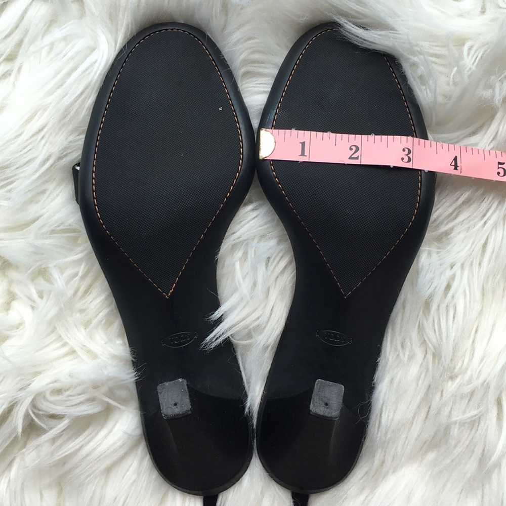 Tod’s Black Satin Ritz Ankle Strap Sandals Heels - Picture 9 of 16